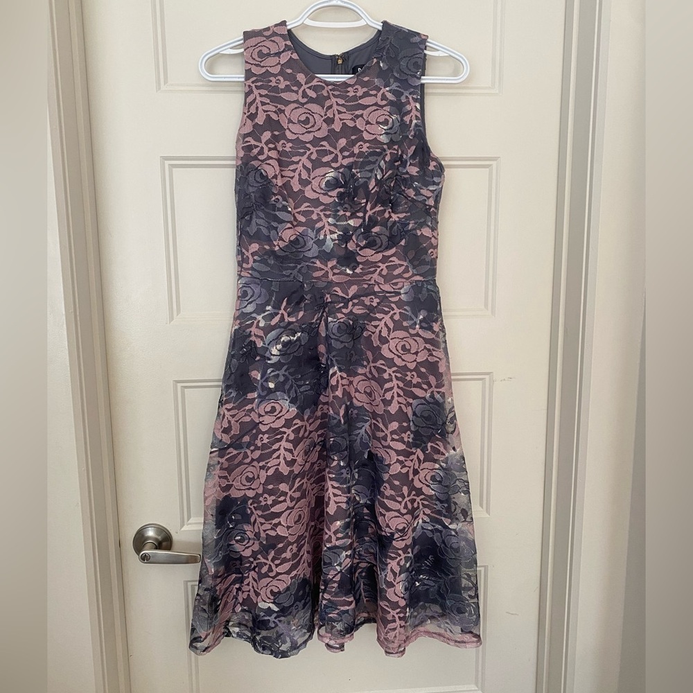DKNY sleeveless sheer floral dress